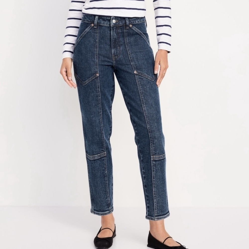 Old Navy High Rise O.G. Straight Utility Industrial Denim Jeans 6 Tall NWT